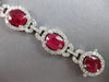 LARGE & LONG 24.55CT DIAMOND & AAA RUBY 14KT WHITE GOLD OVAL & ROUND 3D BRACELET