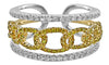 WIDE .75CT WHITE & FANCY YELLOW DIAMOND 18KT 2 TONE GOLD LINK ANNIVERSARY RING