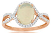 ESTATE 1.32CT DIAMOND & AAA OPAL 14KT ROSE GOLD ROUND & OVAL INFINITY LOVE RING