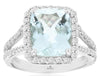 LARGE 4.65CT DIAMOND & AAA AQUAMARINE 14KT WHITE GOLD CUSHION & ROUND HALO RING