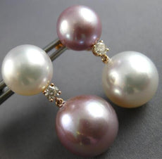 LARGE DIAMOND & AAA WHITE & PINK SOUTH SEA PEARL 18KT ROSE GOLD HANGING EARRINGS