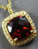 2.80CT DIAMOND & AAA GARNET 14KT YELLOW GOLD 3D CUSHION & ROUND FLOATING PENDANT