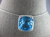 LARGE 10.65CT DIAMOND & AAA BLUE TOPAZ 14K WHITE GOLD 3D CUSHION & ROUND PENDANT