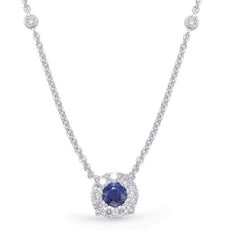 .91CT DIAMOND & AAA SAPPHIRE 14KT WHITE GOLD 3D FLOWER BY THE YARD LOVE NECKLACE