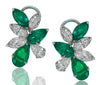10.72CT DIAMOND & AAA COLOMBIAN EMERALD PLATINUM MARQUISE & PEAR SHAPE EARRINGS