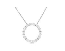.25CT DIAMOND 14KT WHITE GOLD ROUND SHARED PRONG CIRCLE OF LIFE FLOATING PENDANT