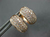 ESTATE 1.23CT DIAMOND 14KT ROSE GOLD 3D 5 ROW PAVE HUGGIE HOOP HANGING EARRINGS