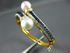 LARGE 6.72CT DIAMOND & AAA SAPPHIRE & PEARL 18K 2 TONE GOLD CUFF BANGLE BRACELET