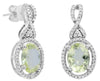 2.04CT DIAMOND & AAA LEMON QUARTZ 14KT WHITE GOLD OVAL & ROUND HANGING EARRINGS