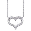 ESTATE .60CT DIAMOND 14KT WHITE GOLD 3D CLASSIC ROUND OPEN HEART LOVE NECKLACE