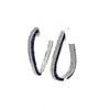 3.19CT DIAMOND & AAA SAPPHIRE 18K WHITE GOLD TRIANGULAR INSIDE OUT HOOP EARRINGS