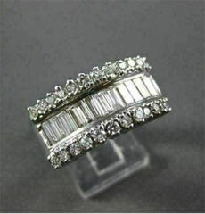 ANTIQUE WIDE 1.82CT DIAMOND BAGUETTE & ROUND 14KT W GOLD ANNIVERSARY RING #2137