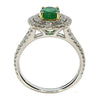 2.05CT DIAMOND & AAA EMERALD 18KT 2 TONE GOLD OVAL & ROUND HALO ENGAGEMENT RING