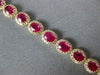 8.40CT DIAMOND & AAA RUBY 14KT YELLOW GOLD 3D OVAL & ROUND HALO TENNIS BRACELET