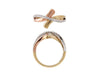 ESTATE .16CT DIAMOND 14KT TRI COLOR GOLD 3D ROUND CRISS CROSS INFINITY LOVE RING