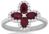 ESTATE 1.28CT DIAMOND & AAA RUBY 14K WHITE GOLD 3D OVAL & ROUND FLOWER LOVE RING