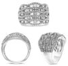 LARGE 2.15CT DIAMOND 14K WHITE GOLD 3D ROUND MULTI ROW CRISS CROSS INFINITY RING