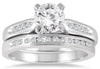 ESTATE 1.2CT DIAMOND 14KT WHITE GOLD ROUND CHANNEL ENGAGEMENT WEDDING RING SET