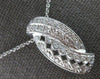 ESTATE LARGE .43CT DIAMOND 18K WHITE GOLD 3D MULTI ROW FILIGREE FLOATING PENDANT