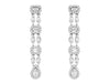 1.12CT DIAMOND 14KT WHITE GOLD 3D ROUND & BAGUETTE CHANDELIER HANGING EARRINGS