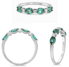 .72CT DIAMOND & AAA EMERALD 14KT WHITE GOLD ROUND & OVAL 7 STONE LUCIDA FUN RING