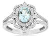 1.01CT DIAMOND & AAA AQUAMARINE 14KT WHITE GOLD OVAL & ROUND FILIGREE CROWN RING