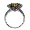 LARGE 1.5CT WHITE PINK & FANCY YELLOW DIAMOND 18K TRI COLOR GOLD ENGAGEMENT RING