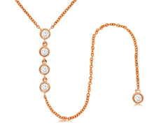 .26CT DIAMOND 14KT ROSE GOLD 3D ROUND 5 STONE BEZEL BY THE YARD LARIAT NECKLACE