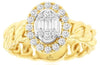 ESTATE .50CT DIAMOND 14KT 2 TONE GOLD 3D ROUND & BAGUETTE CLUSTER OVAL FUN RING