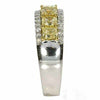 ESTATE LARGE 2.83CT WHITE & FANCY YELLOW DIAMOND 18K 2 TONE GOLD ENGAGEMENT RING