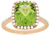 LARGE 4.55CT DIAMOND & AAA PERIDOT 14K ROSE GOLD CUSHION & ROUND ENGAGEMENT RING