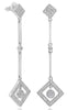 .32CT DIAMOND 14KT WHITE GOLD 3D GEOMETRICAL BY THE YARD FLORAL HANGING EARRINGS