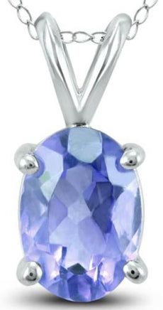 .45CT AAA TANZANITE 14KT WHITE GOLD 3D OVAL CLASSIC SOLITAIRE FLOATING PENDANT
