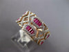 WIDE 1.92CT DIAMOND & AAA RUBY 18KT WHITE & ROSE GOLD ROUND & BAGUETTE FUN RING