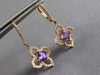 1.15CT DIAMOND & AAA AMETHYST 14K ROSE GOLD PRINCESS CUT & ROUND FLOWER EARRINGS