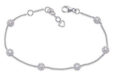 .59CT DIAMOND 14KT WHITE GOLD 3D CLASSIC FLOWER BY THE YARD HEART LOVE BRACELET