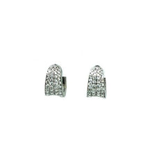 1.04CT DIAMOND 18KT WHITE GOLD 3D ROUND MULTI ROW HUGGIE HOOP HANGING EARRINGS