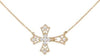 ESTATE .31CT DIAMOND 14KT YELLOW GOLD 3D FILIGREE FLORAL SIDEWAYS CROSS NECKLACE