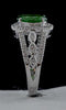 2.50CT DIAMOND & AAA TSAVORITE 18KT WHITE GOLD 3D OVAL FILIGREE ENGAGEMENT RING