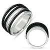 LARGE 1.23CT WHITE & BLACK DIAMOND 14K WHITE GOLD MULTI ROW CRISS CROSS FUN RING