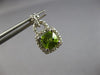 2.02CT DIAMOND & AAA PERIDOT 14KT WHITE GOLD 3D CUSHION & ROUND HANGING EARRINGS