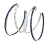 ESTATE 2.12CT DIAMOND & AAA SAPPHIRE 14K WHITE GOLD DOUBLE HOOP HANGING EARRINGS