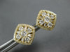 LARGE 1.36CT DIAMOND 14KT YELLOW GOLD 3D ROUND & BAGUETTE FLOWER STUD EARRINGS