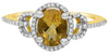 1.37CT DIAMOND & AAA CITRINE 14KT 2 TONE GOLD OVAL & ROUND FLOWER LOVE KNOT RING