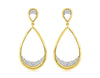 ESTATE .28CT DIAMOND 14KT YELLOW GOLD 3D CLASSIC OPEN TEAR DROP HANGING EARRINGS