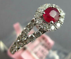 93CT DIAMOND & AAA RUBY 14KT WHITE GOLD 3D CLASSIC OVAL & ROUND HALO LOVE RING
