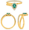 .65CT DIAMOND & AAA EMERALD 14KT YELLOW GOLD PEAR SHAPE & ROUND DOUBLE BAND RING