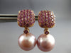 ESTATE LARGE 1.45CT AAA PINK RHODOLITE & PINK SOUTH SEA PEARL 18K ROSE GOLD 3D EARRINGS