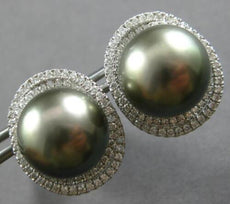 EXTRA LARGE 1.15CT DIAMOND & AAA TAHITIAN PEARL 18KT WHITE GOLD CLIP ON EARRINGS
