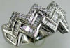 .70CT DIAMOND 14KT WHITE GOLD 3D ROUND & BAGUETTE 2 ROW ZIG ZAG FUN RING